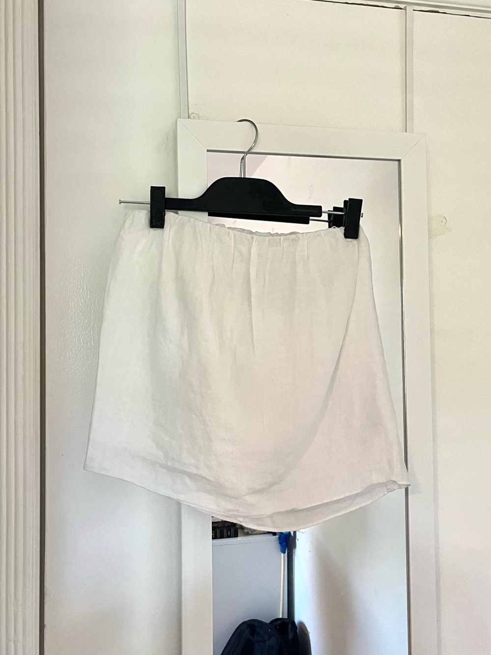 White Elastic Waist Mini Skirt